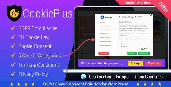 Cookie Plus GDPR – Cookies Consent Solution for WordPress. Master Popups Addon