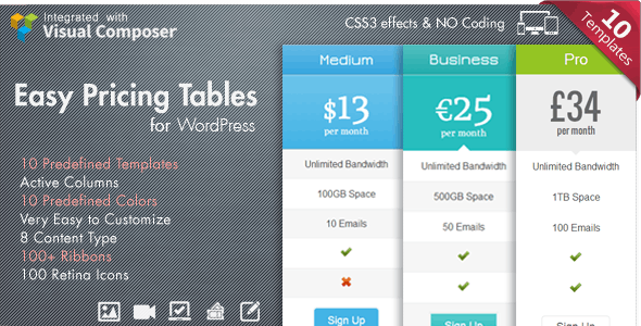 Easy Pricing Tables WordPress Plugin