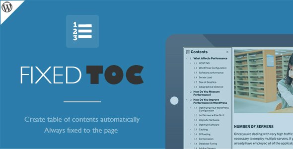 Fixed TOC – table of contents for WordPress(wp) plugin