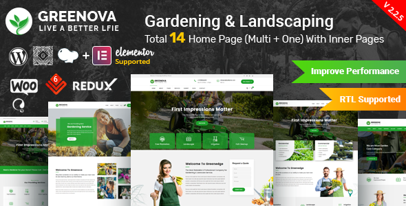 Greenova – Gardening & Landscaping WordPress Theme