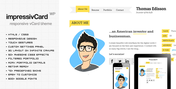 impressivCard WP – Responsive vCard Theme