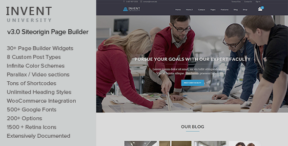 Invent – Education Course College WordPress Theme