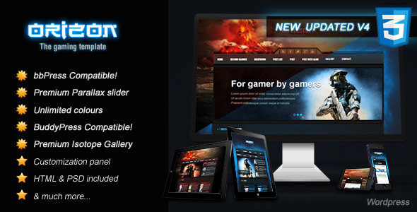 Orizon – The Gaming Template WP version