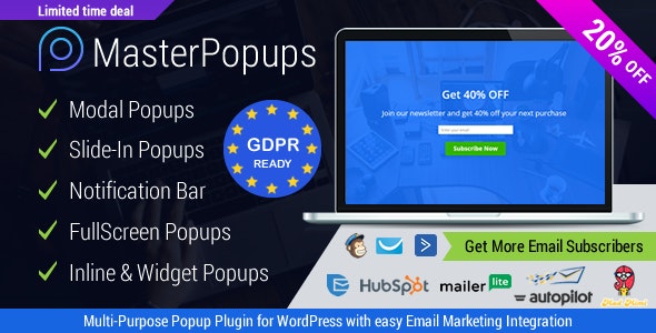 Popup Plugin for WordPress & Popup Editor – Master Popups for Email Subscription