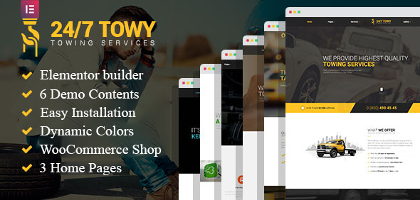 Towy – Emergency Auto Towing and Roadside Assistance Service WordPress theme