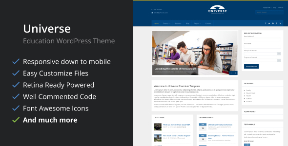 Universe – Education Responsive WordPress Theme