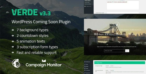 Verde – Responsive WordPress Coming Soon Plugin