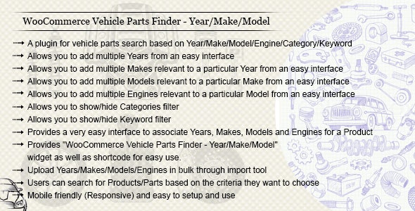 WooCommerce Vehicle Parts Finder – Year/Make/Model/Engine/Category/Keyword
